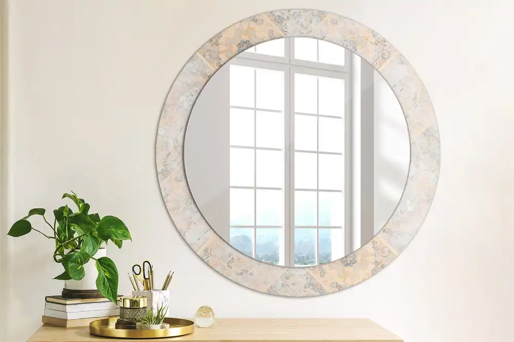 Round printed mirror Abraded tiles