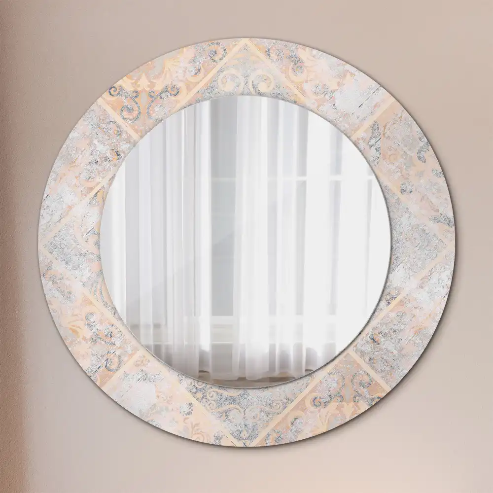Round printed mirror Abraded tiles