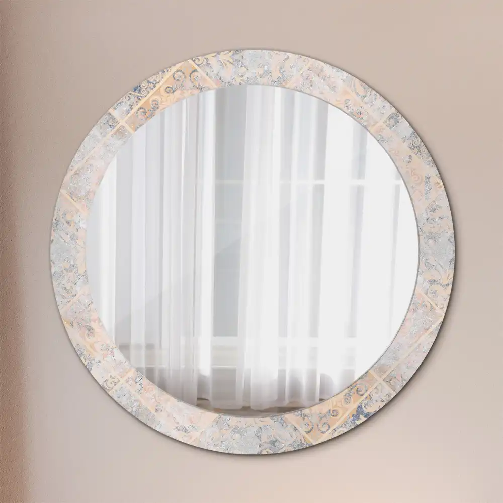 Round printed mirror Abraded tiles