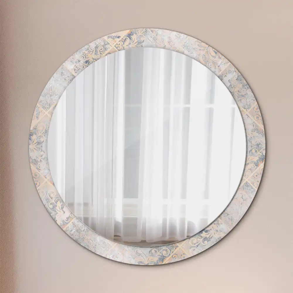 Round printed mirror Abraded tiles
