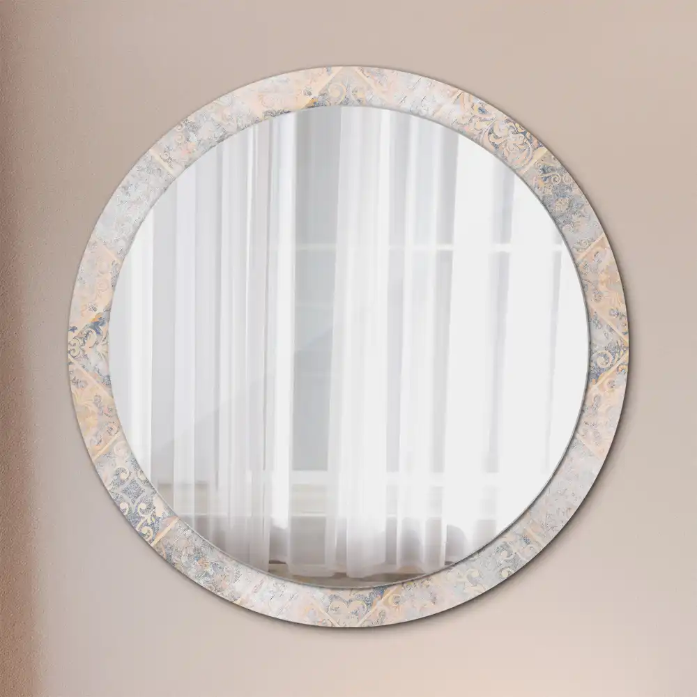 Round printed mirror Abraded tiles