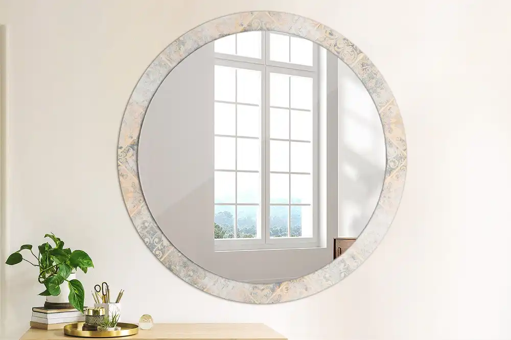 Round printed mirror Abraded tiles