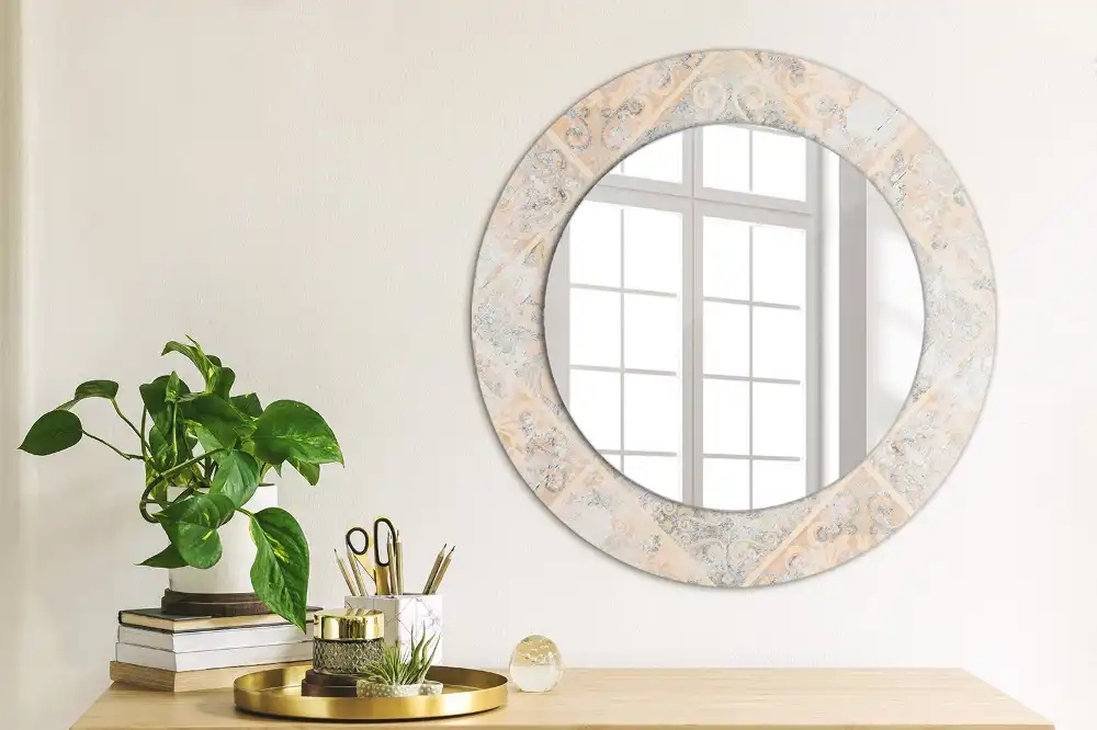 Round printed mirror Abraded tiles