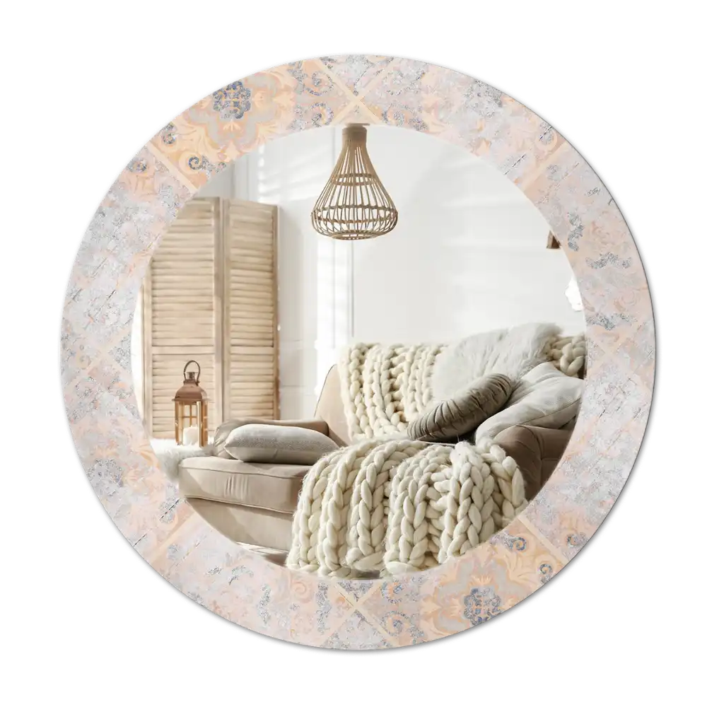 Round printed mirror Abraded tiles
