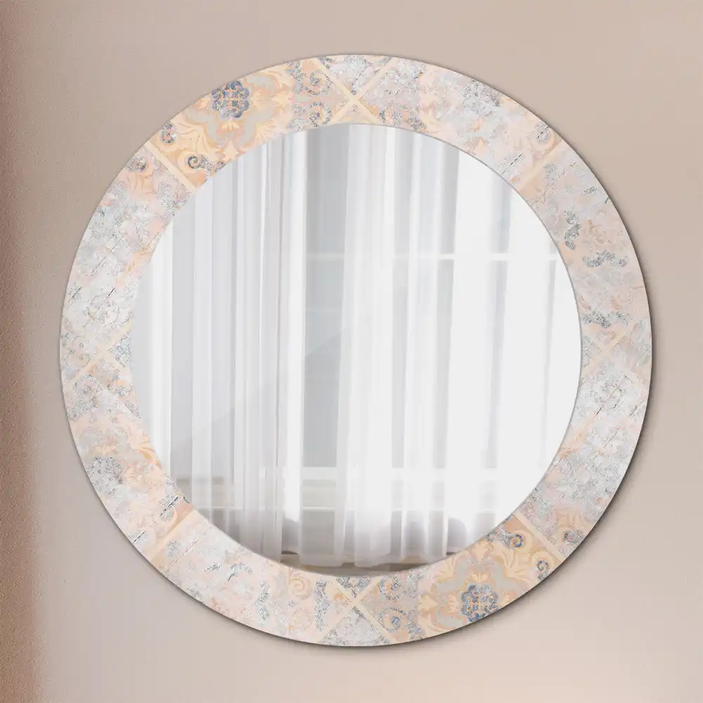 Round printed mirror Abraded tiles