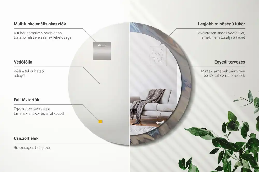 Round decorative mirror Abstract waves