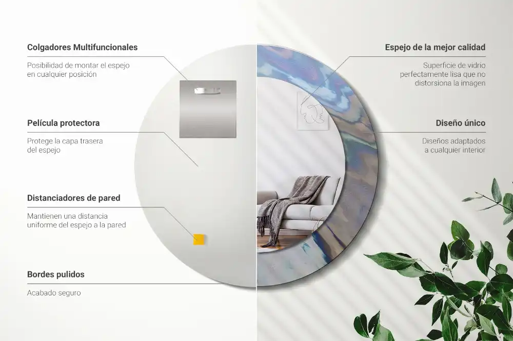 Round decorative mirror Abstract waves
