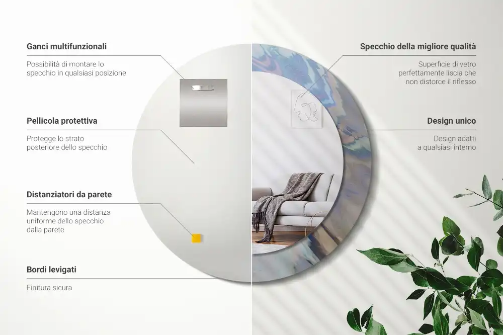 Round decorative mirror Abstract waves