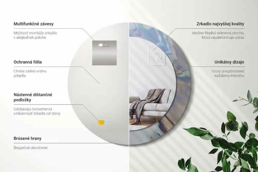 Round decorative mirror Abstract waves