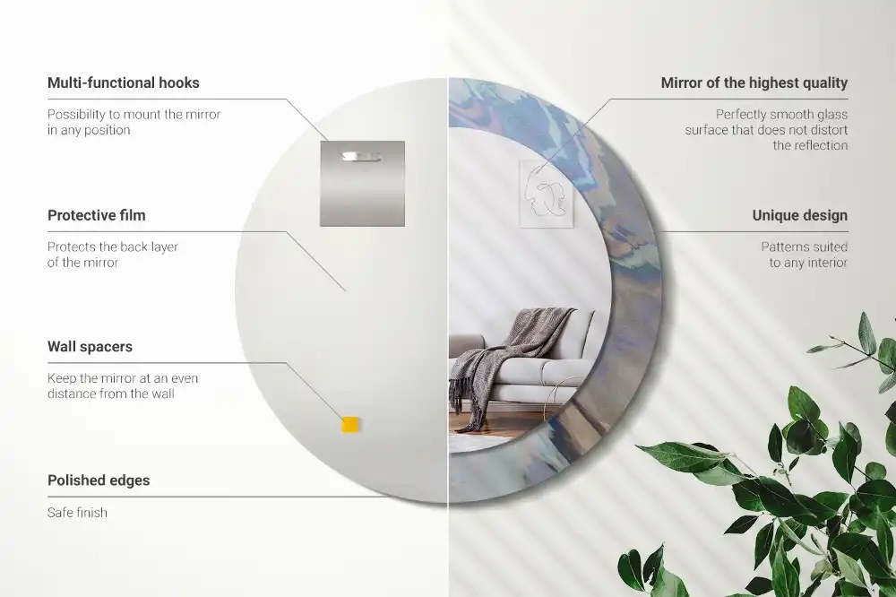 Round decorative mirror Abstract waves