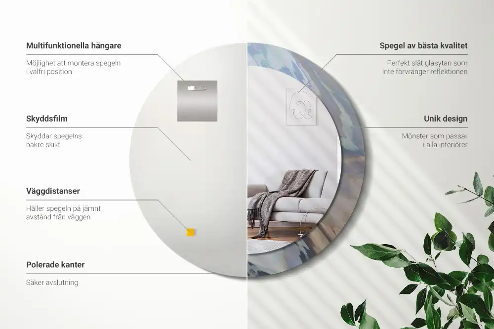 Round decorative mirror Abstract waves