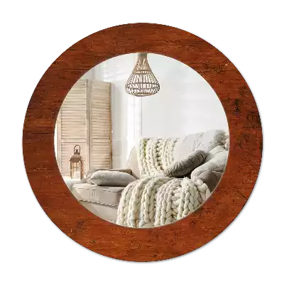 Round wall mirror decor Natural wood
