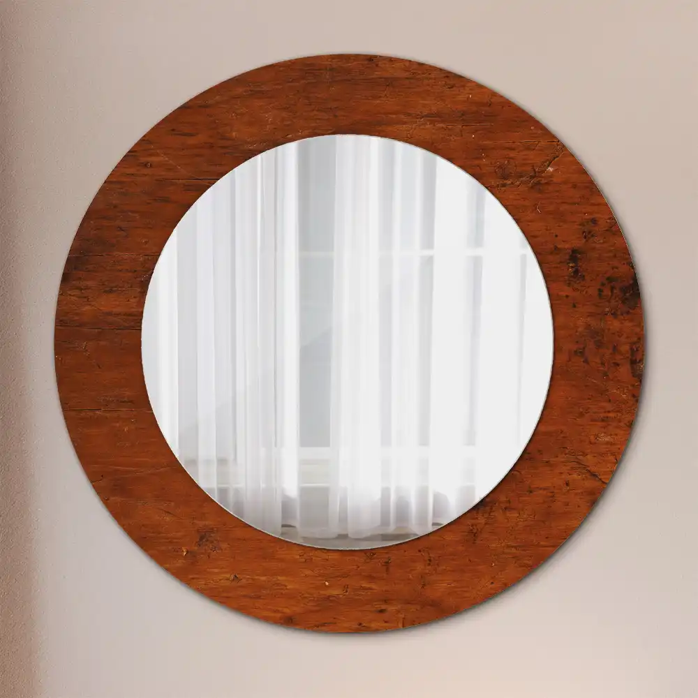 Round wall mirror decor Natural wood