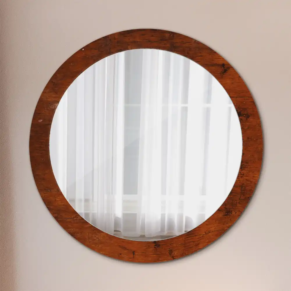 Round wall mirror decor Natural wood