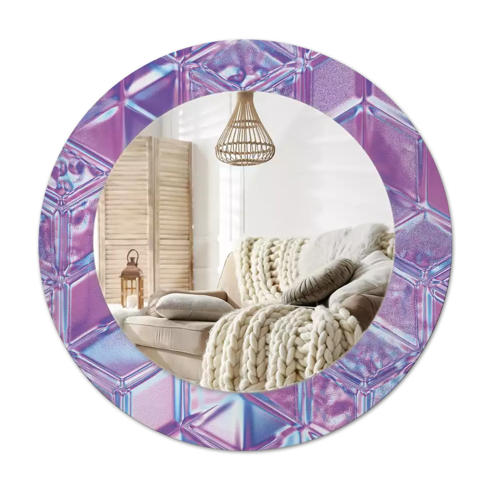 Round mirror frame with print Crystal pattern