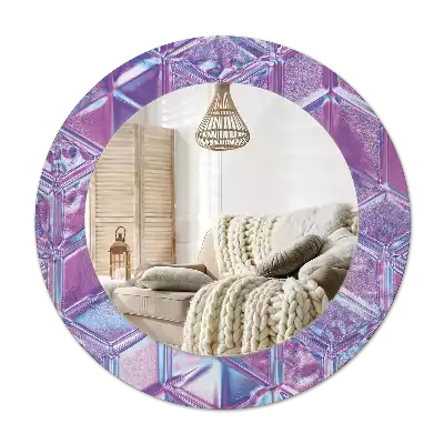 Round mirror frame with print Crystal pattern