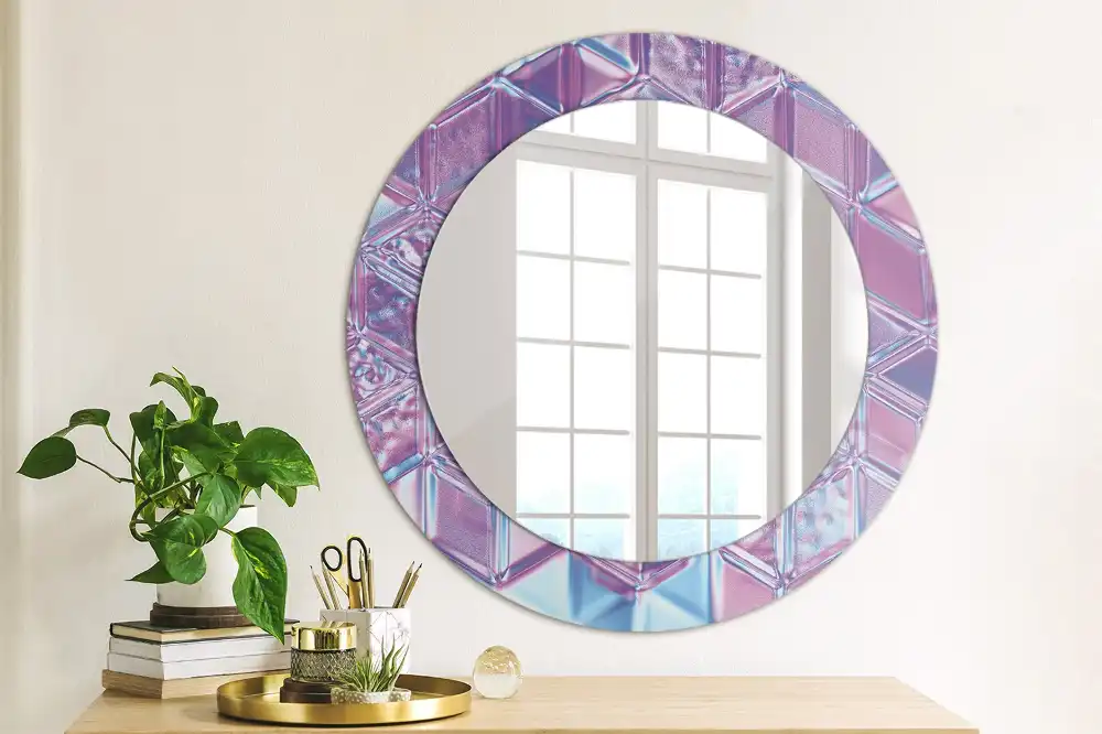 Round mirror frame with print Crystal pattern