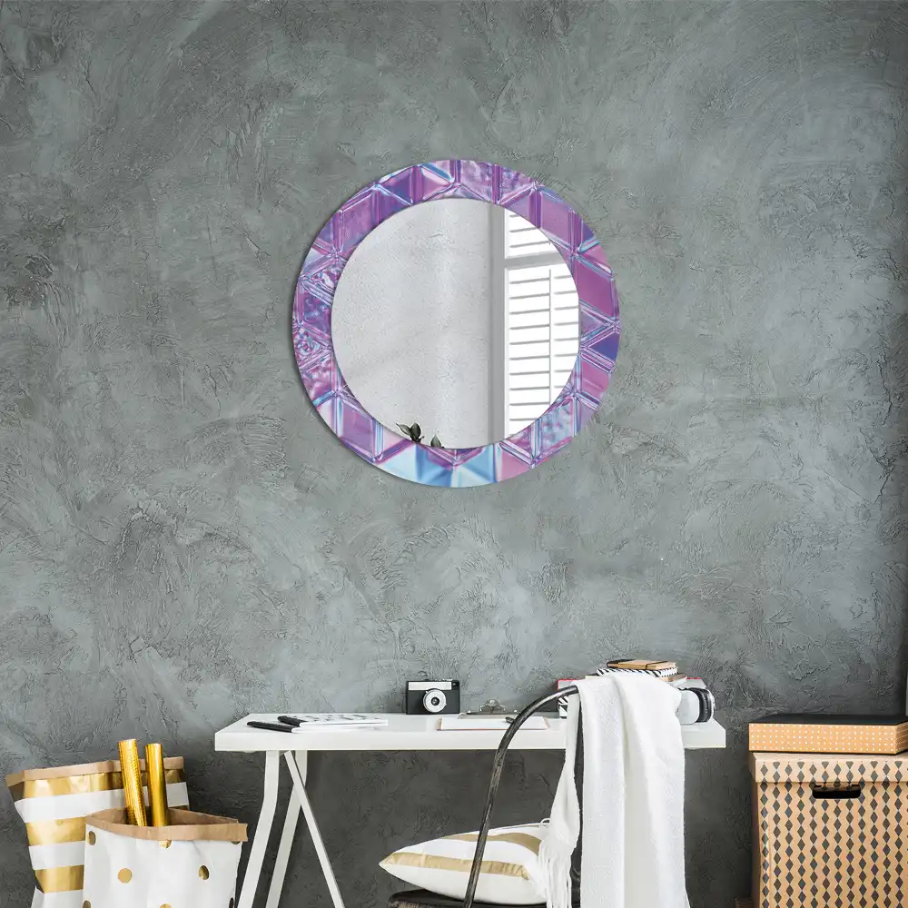 Round mirror frame with print Crystal pattern