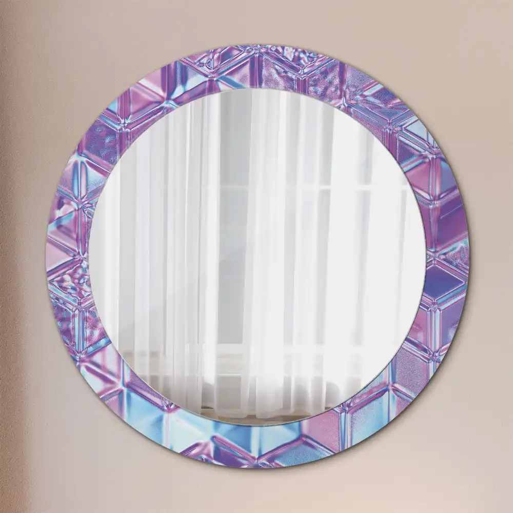 Round mirror frame with print Crystal pattern