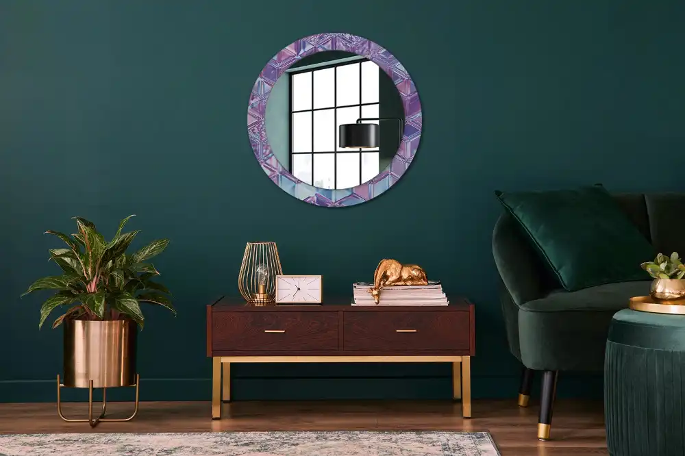 Round mirror frame with print Crystal pattern