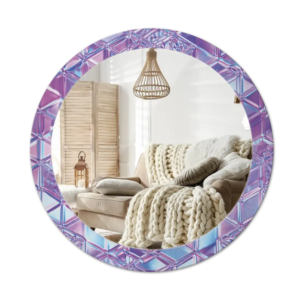 Round mirror frame with print Crystal pattern
