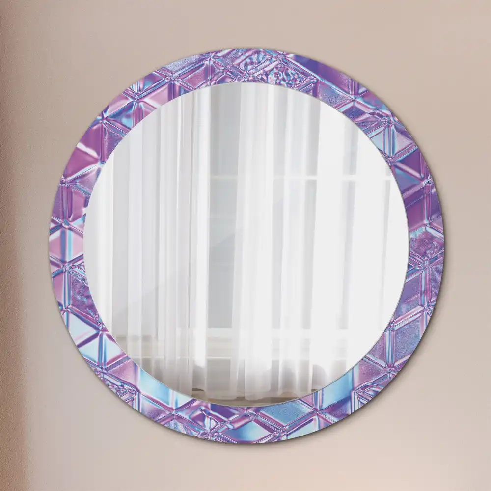 Round mirror frame with print Crystal pattern