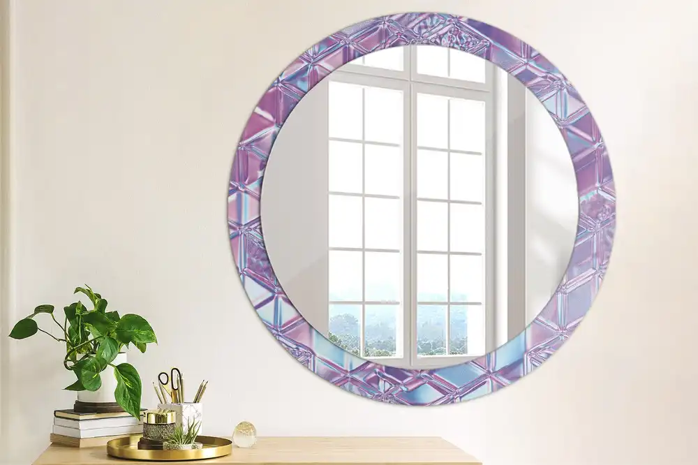 Round mirror frame with print Crystal pattern