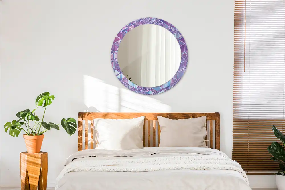 Round mirror frame with print Crystal pattern