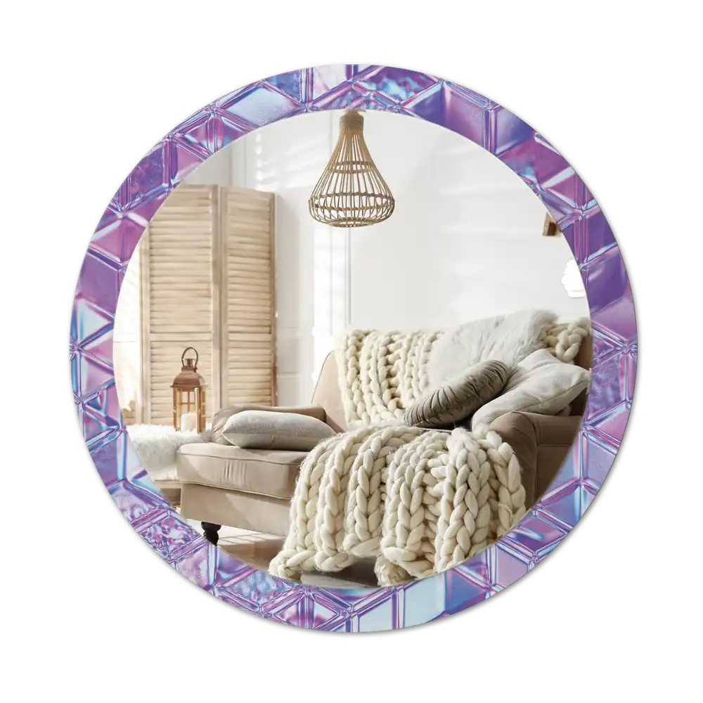Round mirror frame with print Crystal pattern