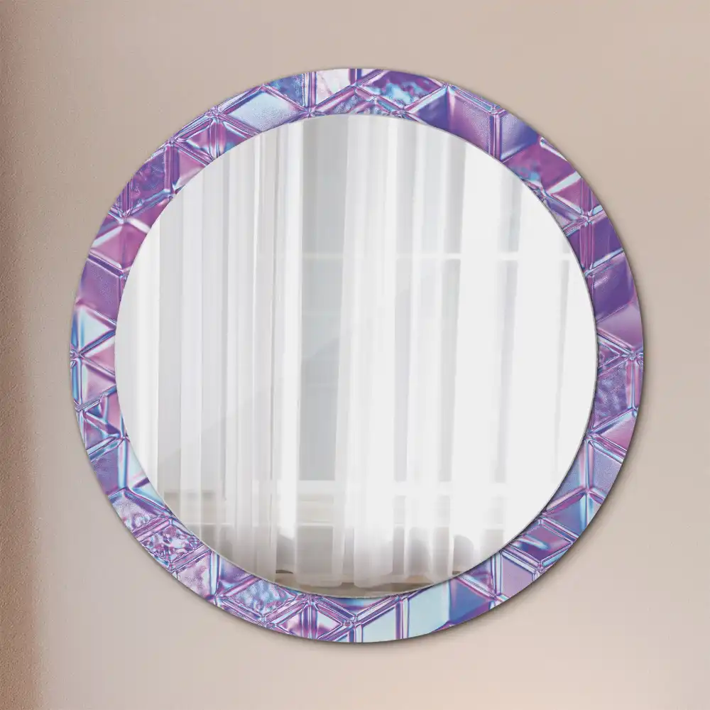 Round mirror frame with print Crystal pattern