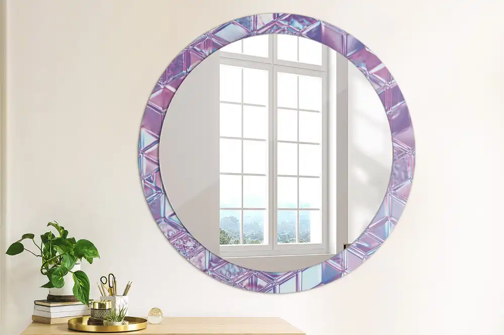 Round mirror frame with print Crystal pattern