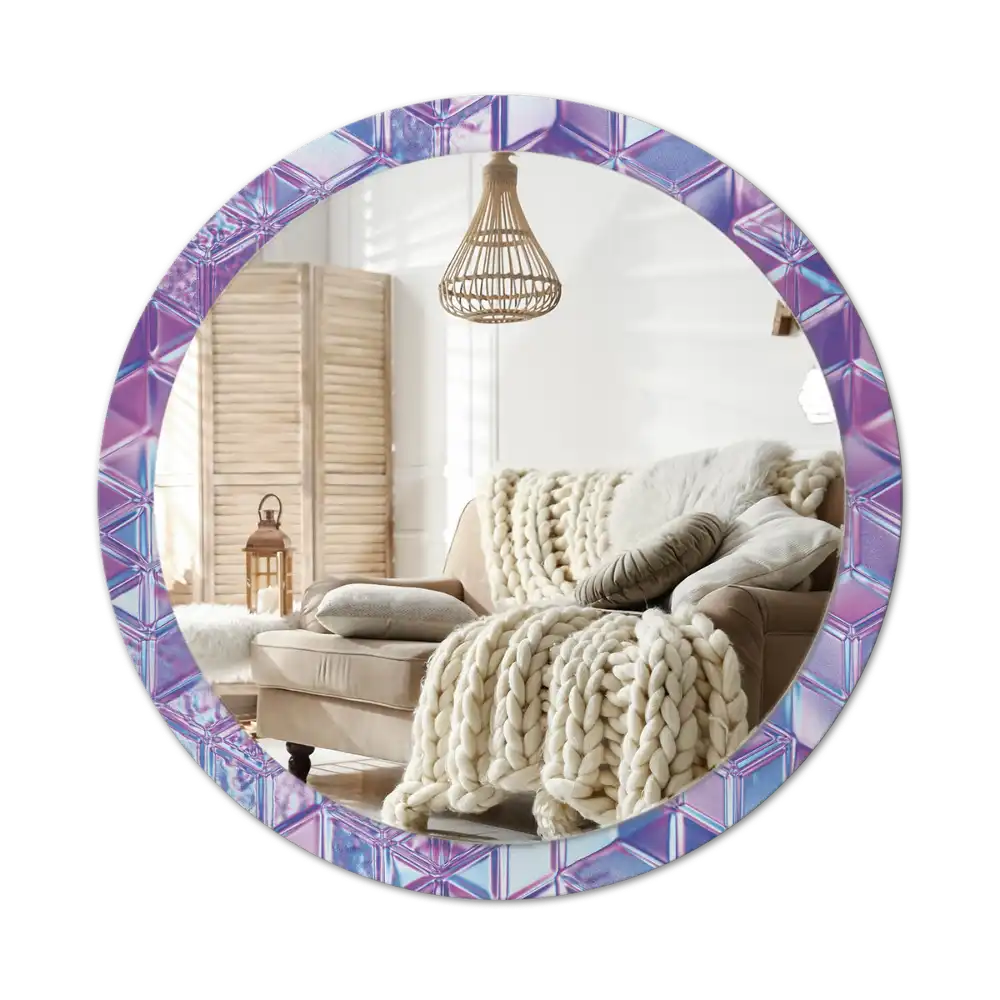 Round mirror frame with print Crystal pattern