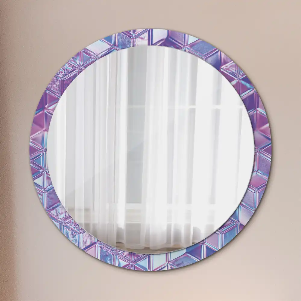 Round mirror frame with print Crystal pattern