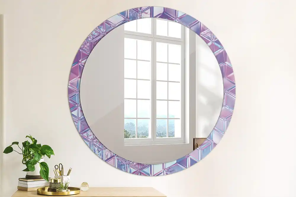 Round mirror frame with print Crystal pattern