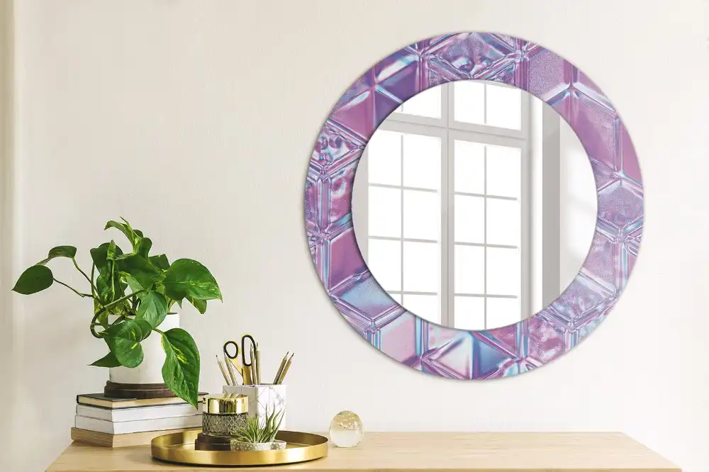 Round mirror frame with print Crystal pattern