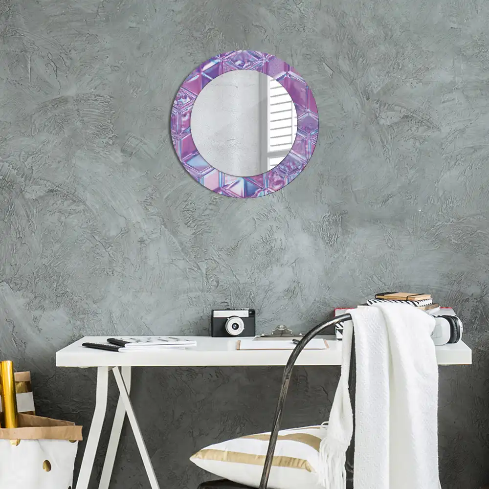 Round mirror frame with print Crystal pattern