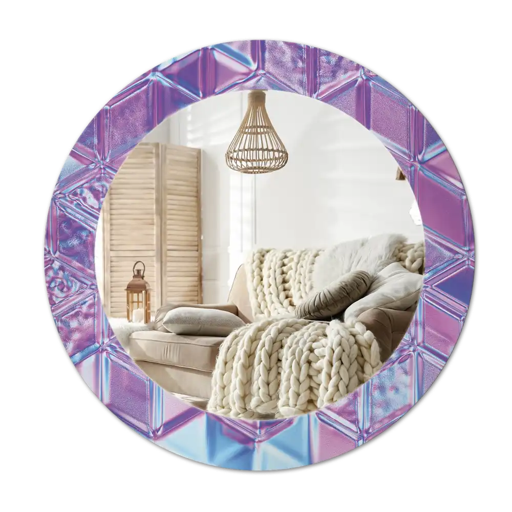 Round mirror frame with print Crystal pattern