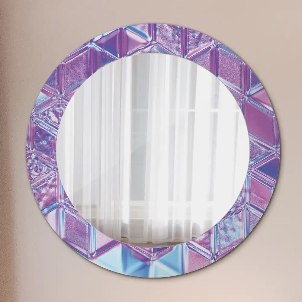 Round mirror frame with print Crystal pattern