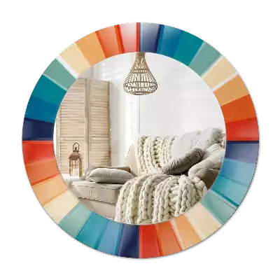 Round printed mirror Colorful Rays Tiles