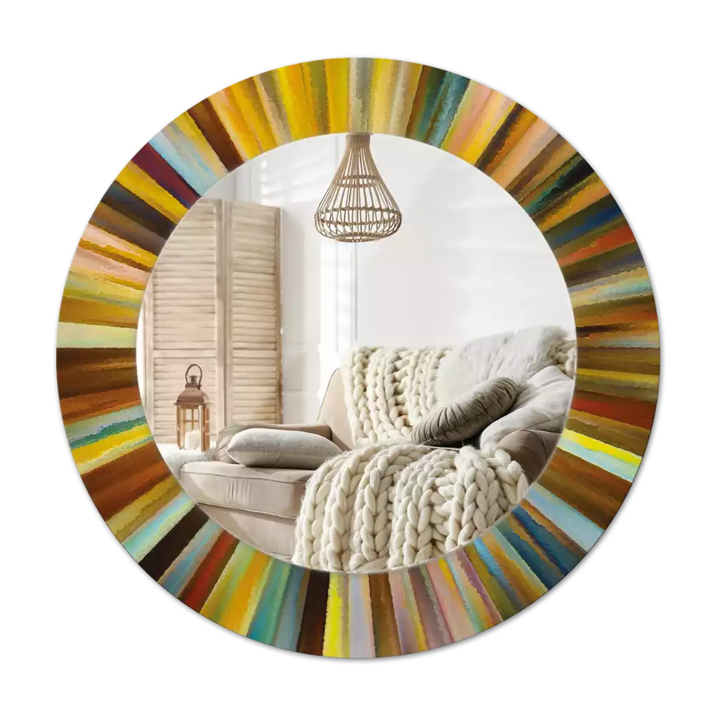 Round wall mirror decor Colorful rays