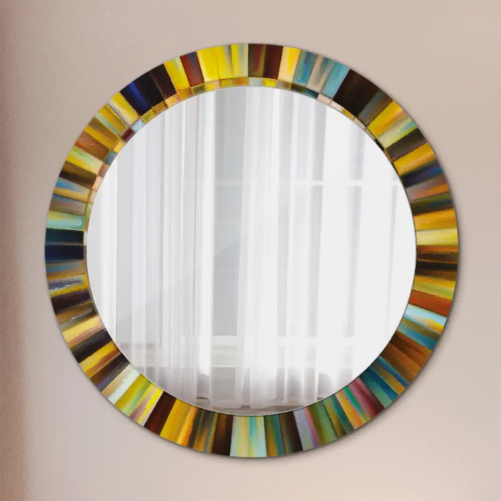 Round wall mirror decor Colorful rays