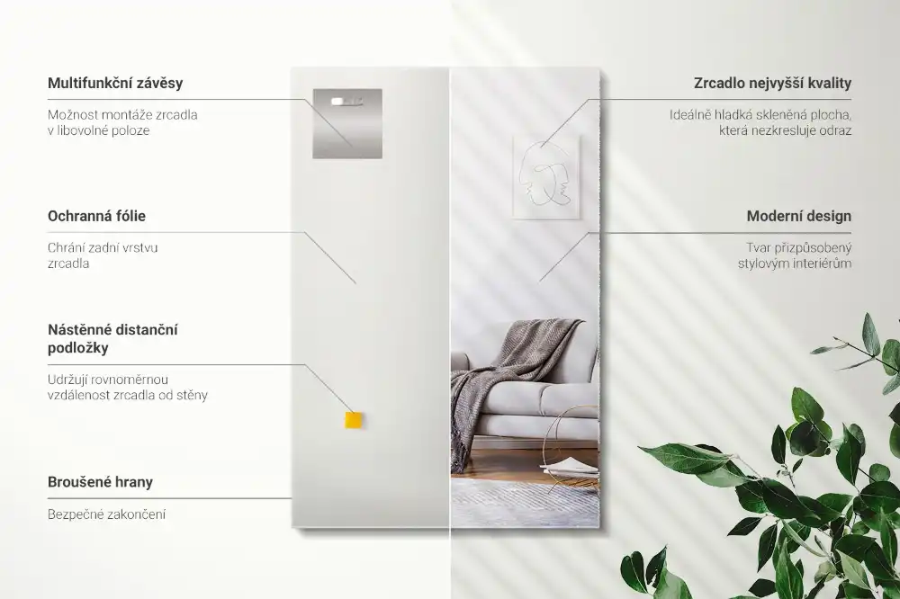 Rectangular mirror decor frameless modern