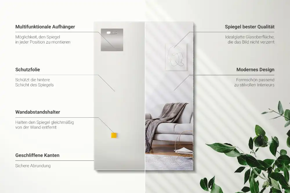 Rectangular mirror decor frameless modern