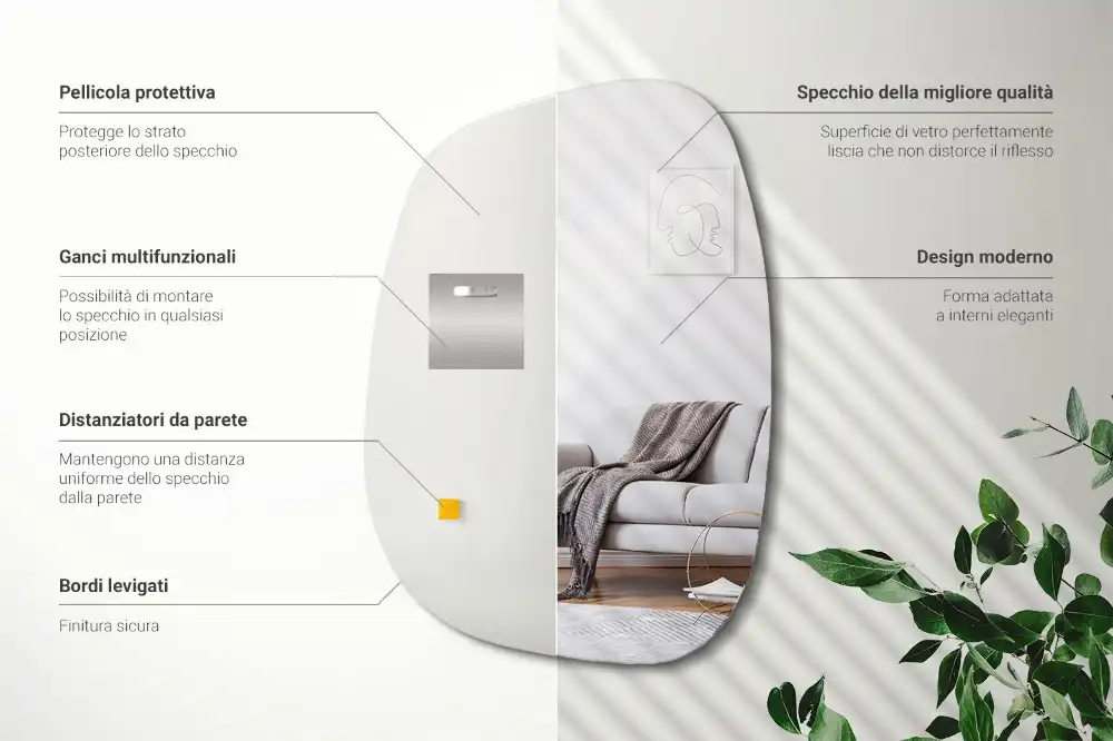 Organic mirror with a sophisticated shape