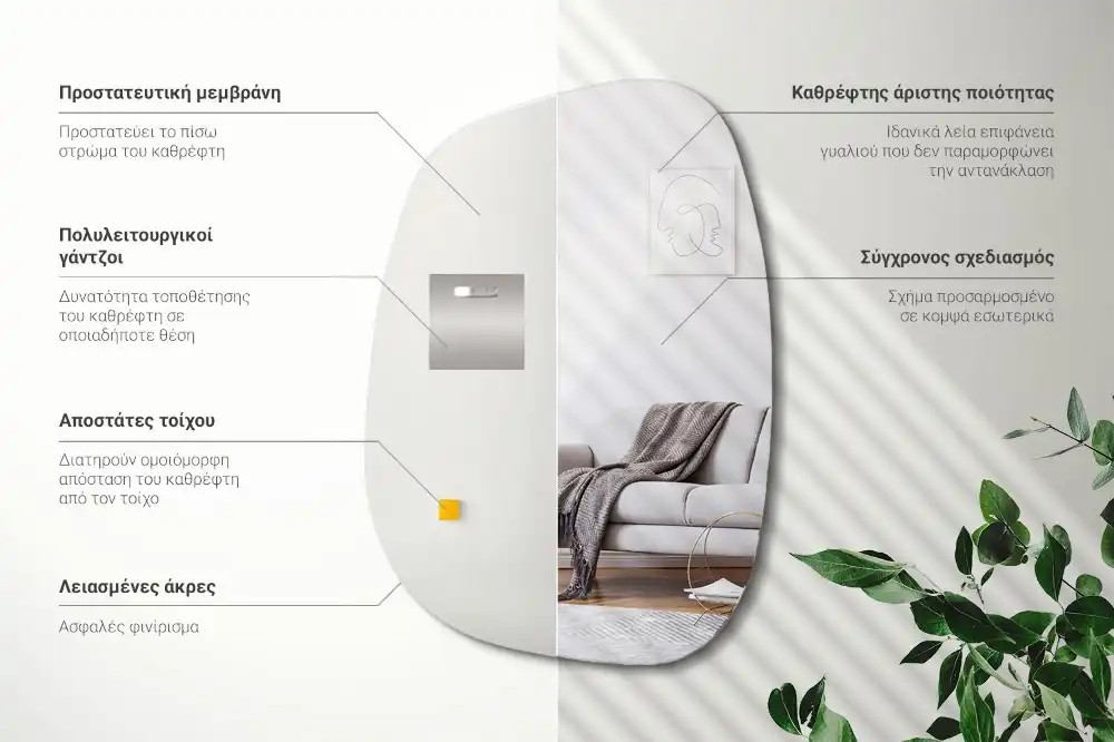 Organic mirror with a sophisticated shape