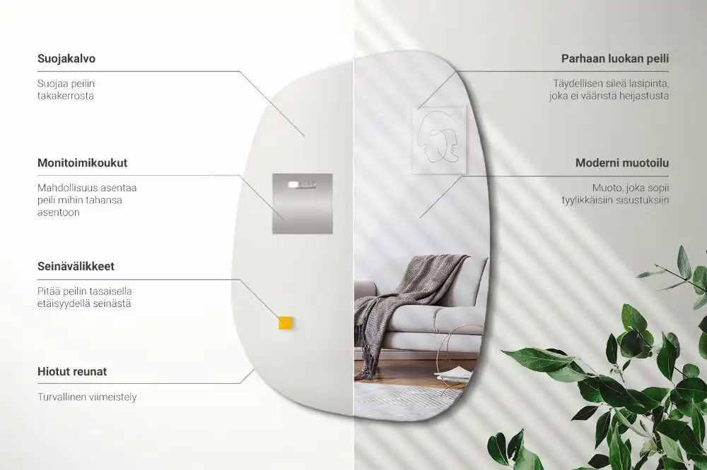 Organic mirror with a sophisticated shape