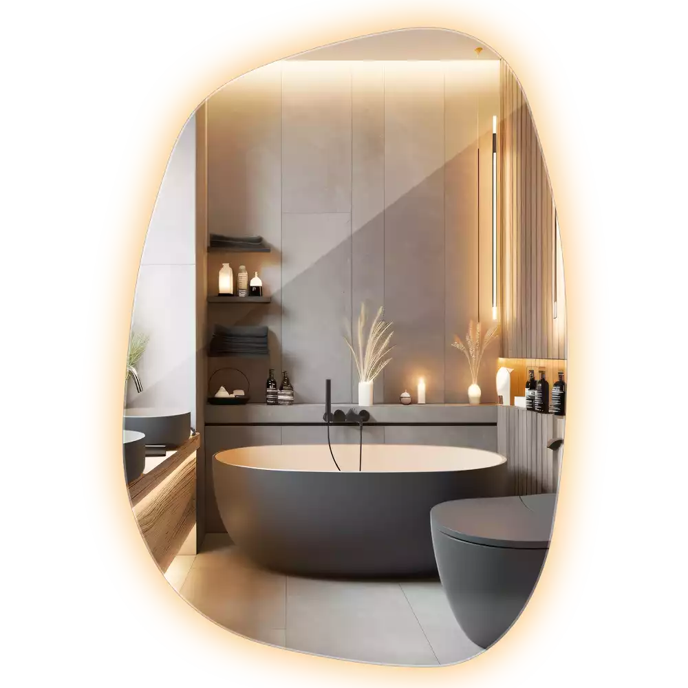 Organic mirror with led lights frameless