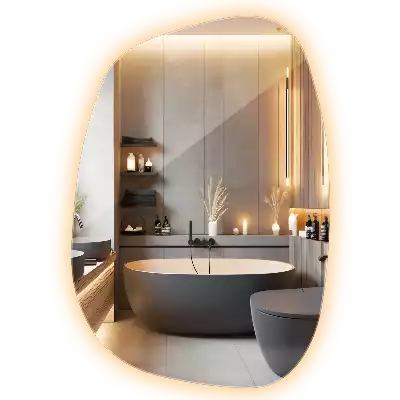 Organic mirror with led lights frameless