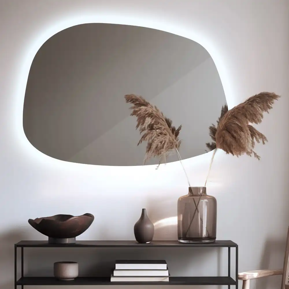 Organic mirror with led lights frameless