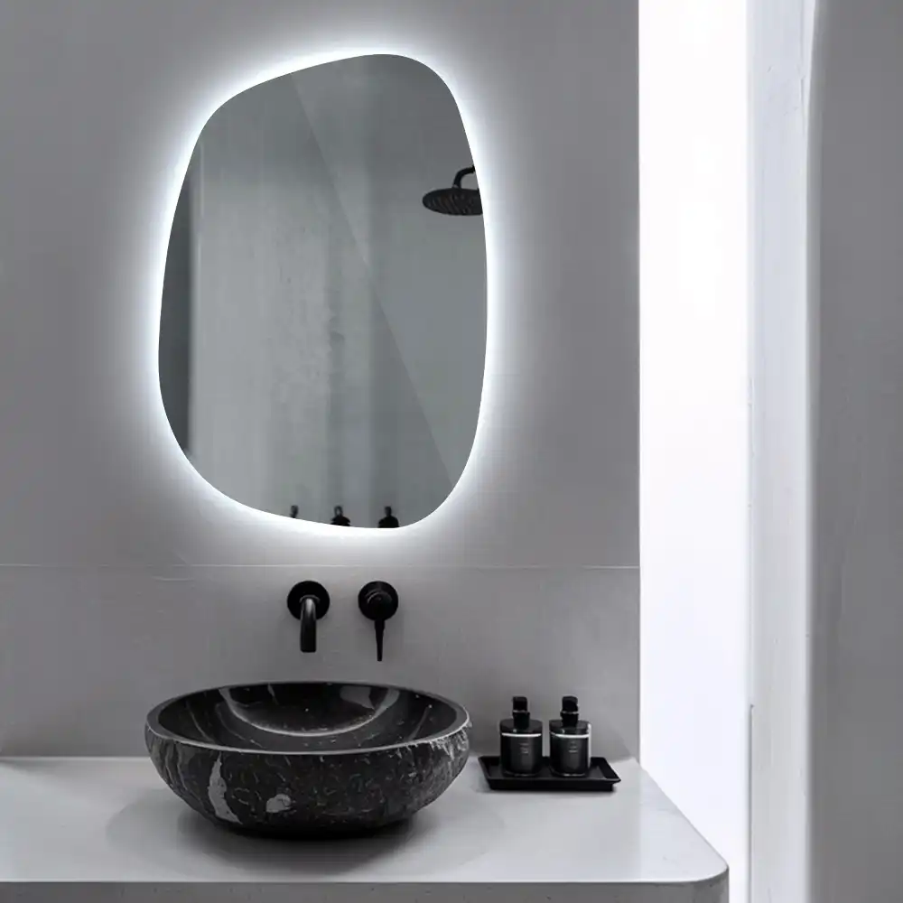 Organic mirror with led lights frameless